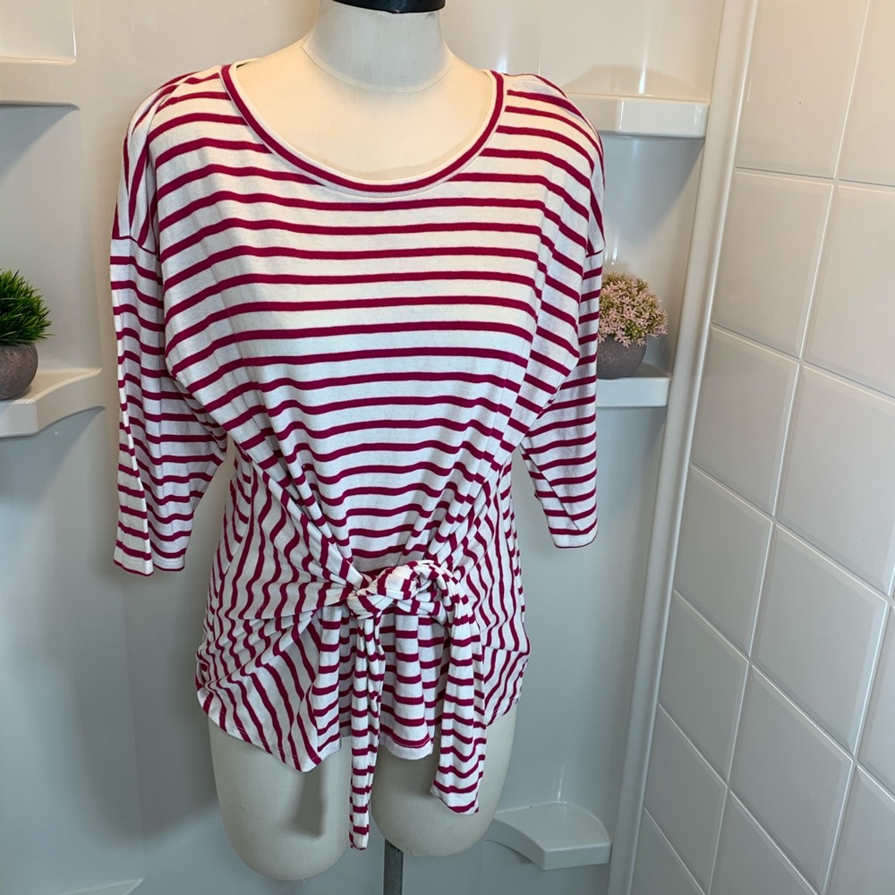 Express One ElevenStripe Tie front Knit Top
